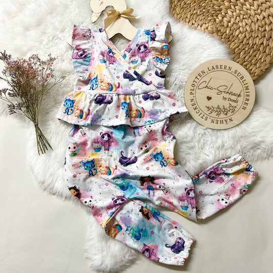 Regenbogen Katzenhaus | Katzen Jersey Stoff | Kinderstoff