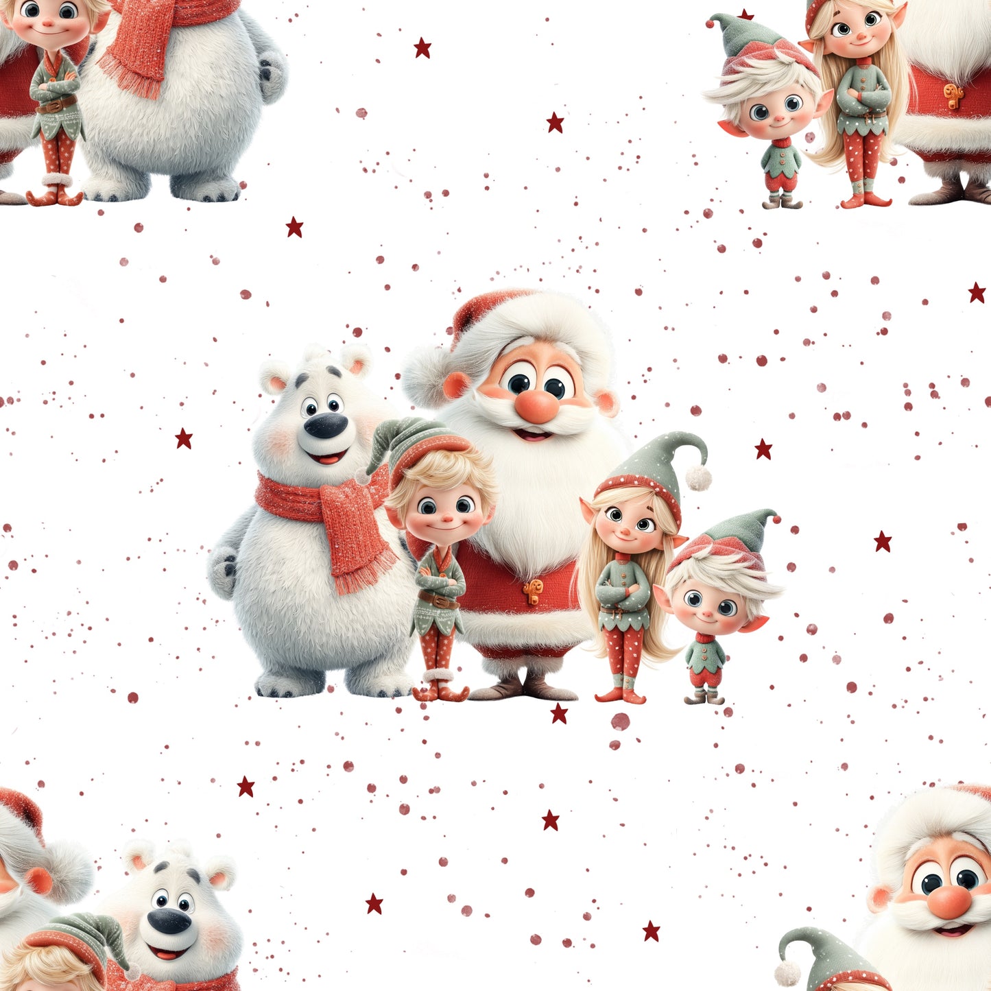 Weihnachtsfreunde Stoff Detailaufnahme – Kinderstoff Jersey Weihnachten