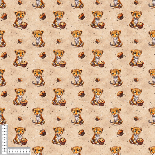 Leo mit Muffin | Leo Badestoff UV50+ Meterware | Kinderstoff für Bademode