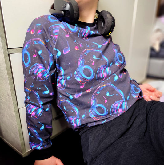 Neon Beats | Musik Stoff Meterware | Jersey Kinderstoff