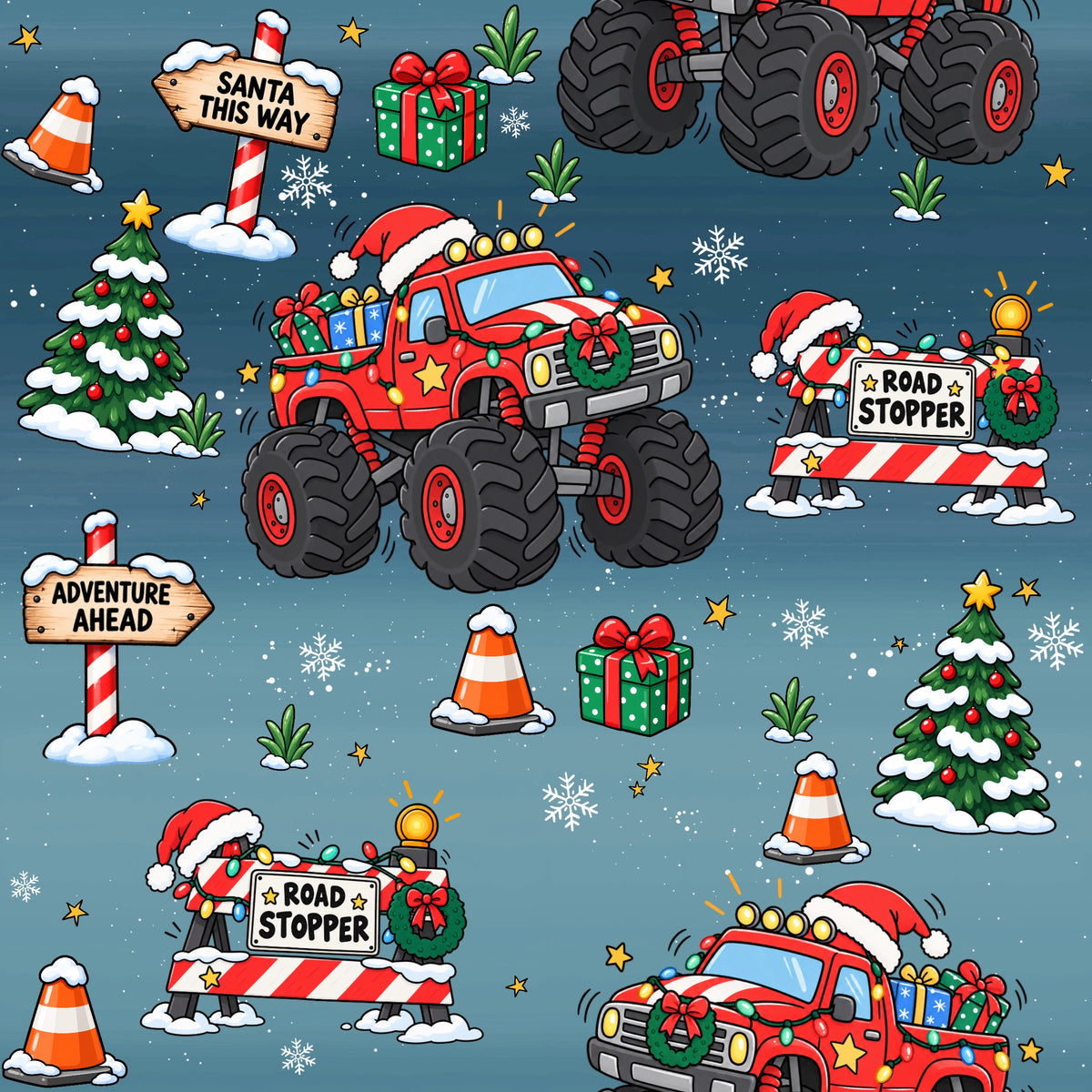 Santa Truck Stoff Meterware – Kinderstoff | Sophia.Creates