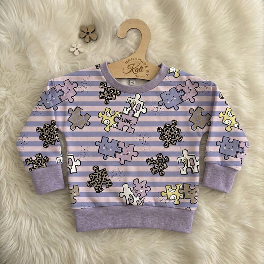Puzzle Stoff „Puzzle Love" - Kinderstoff Meterware | Katzengold Design