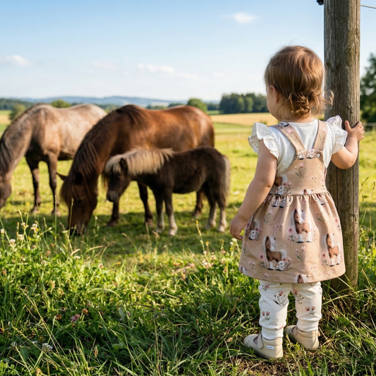 Blütenpony | Pferde Stoff Meterware | French Terry Kinderstoff