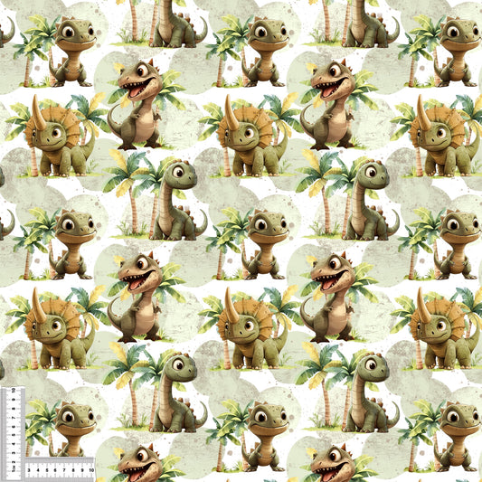 Dino Friends | Badestoff UV50+ Meterware | Kinderstoff für Bademode