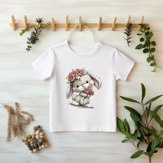 Hase Kinder Bügelbild „Frühlingshase“ | DTF Transfer für Kleidung & Accessoires