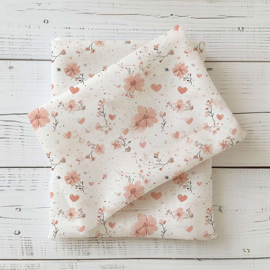 Blütenherz | Blumen Softshell Stoff Meterware | wasserabweisend für Jacken & Outdoor Kinderkleidung