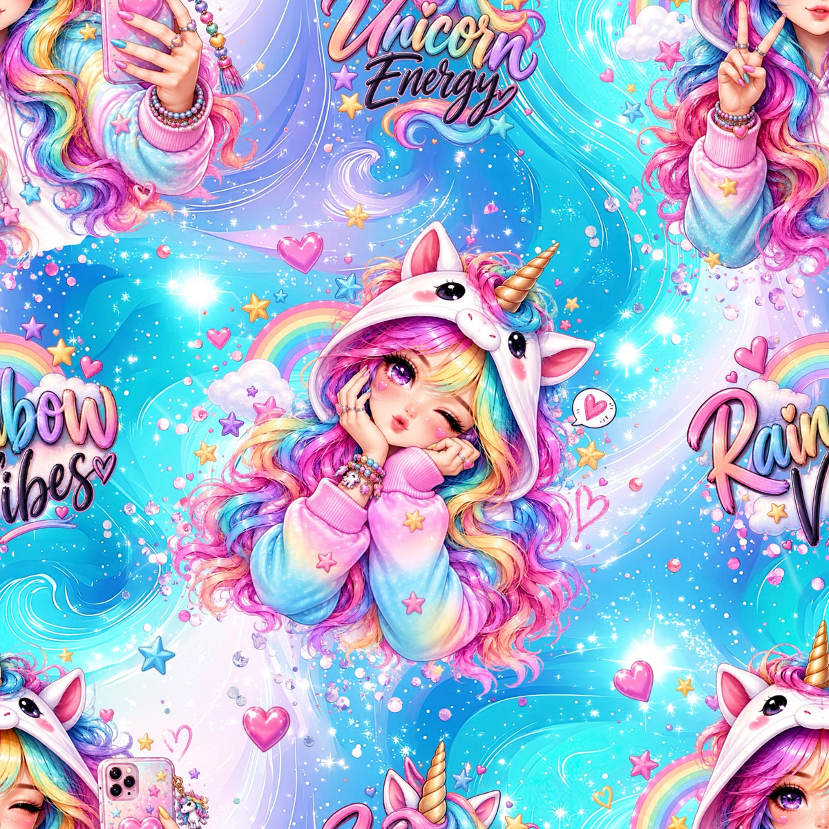 Unicorn Energy | Einhorn Stoff Meterware | Kinderstoff