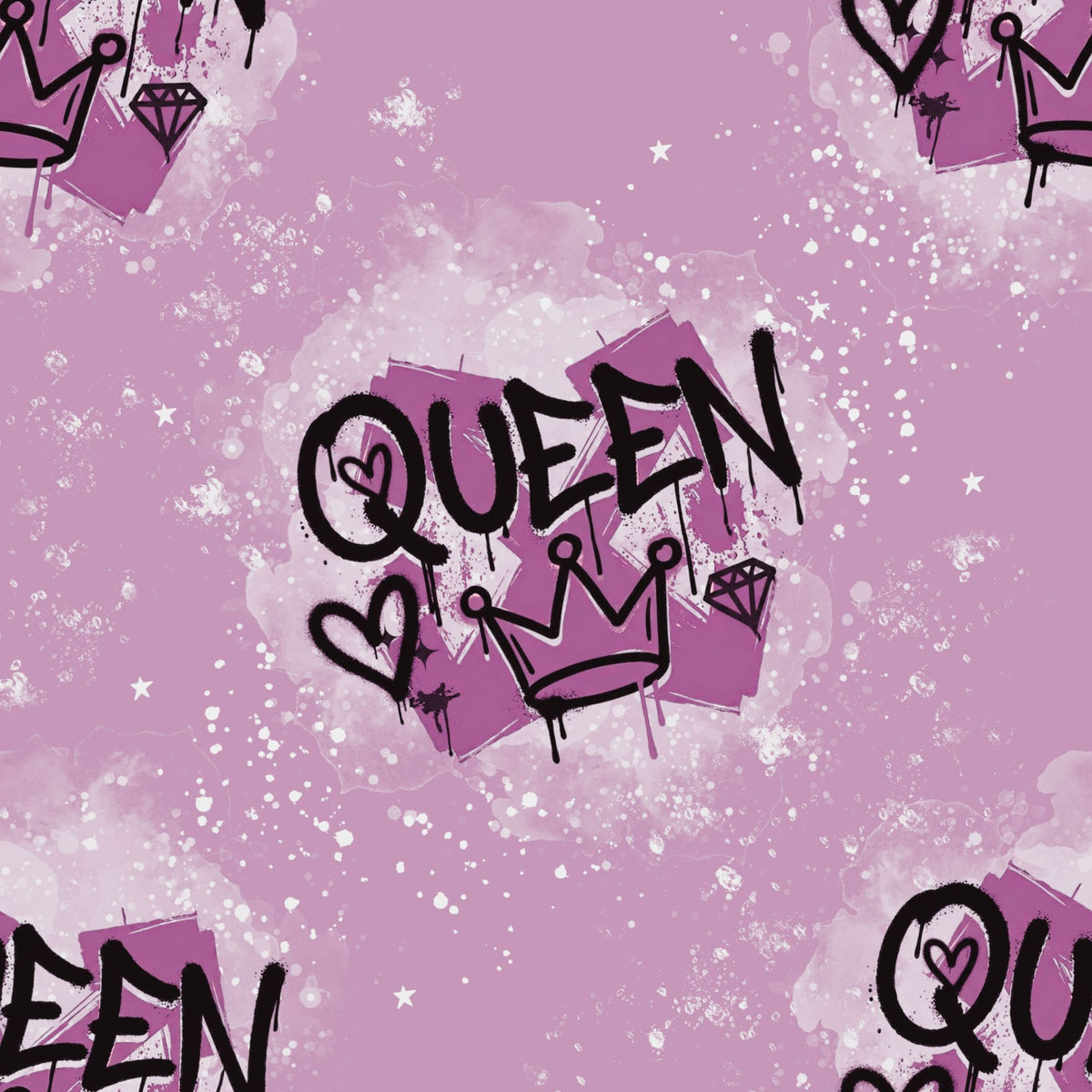 Queen Stoff Meterware | Graffiti Kinderstoff Mauve