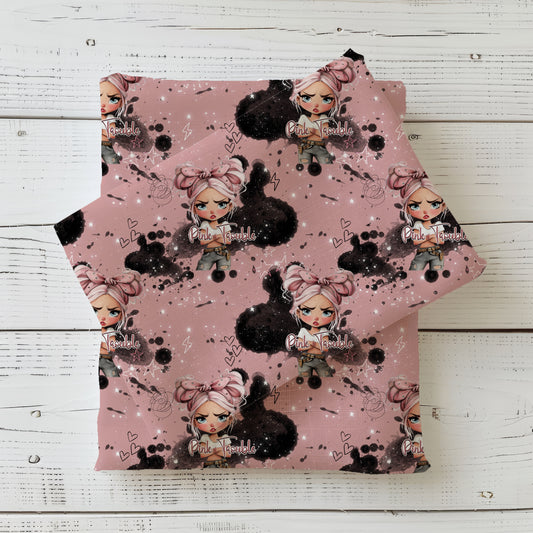 Pink Trouble | Mädchen Badestoff UV50+ Meterware | Kinderstoff für Bademode