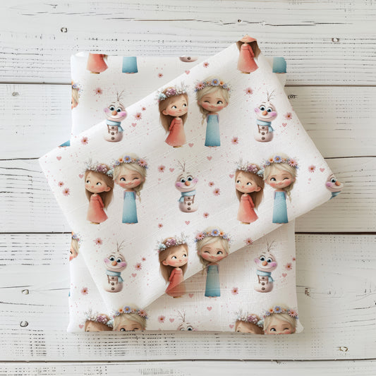 Schnee Schwestern |Märchen Badestoff UV50+ Meterware | Kinderstoff für Bademode