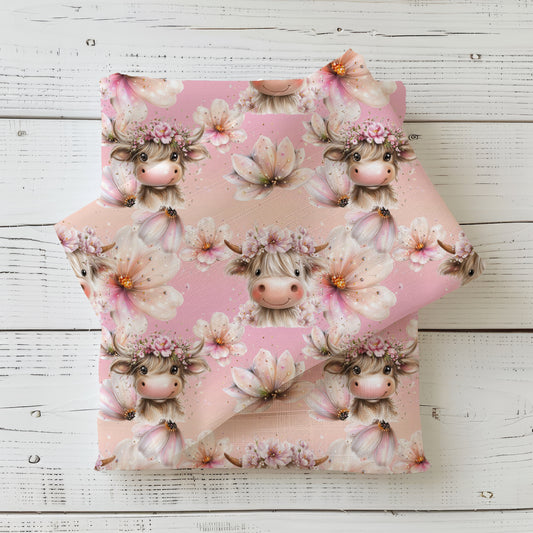 Highland Kuhliebe | Kuh Stoff Meterware | Baby- und Kinderstoff