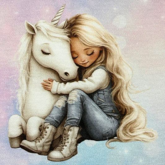 Kinderstoff Meterware 0,5m Jersey "weißes Einhorn"