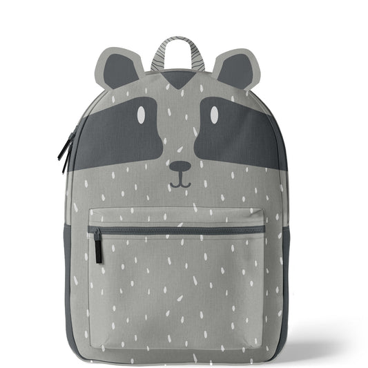 Rucksack Nähpanel für Kinder – Waschbär Motiv Panel für DIY Kinderrucksack