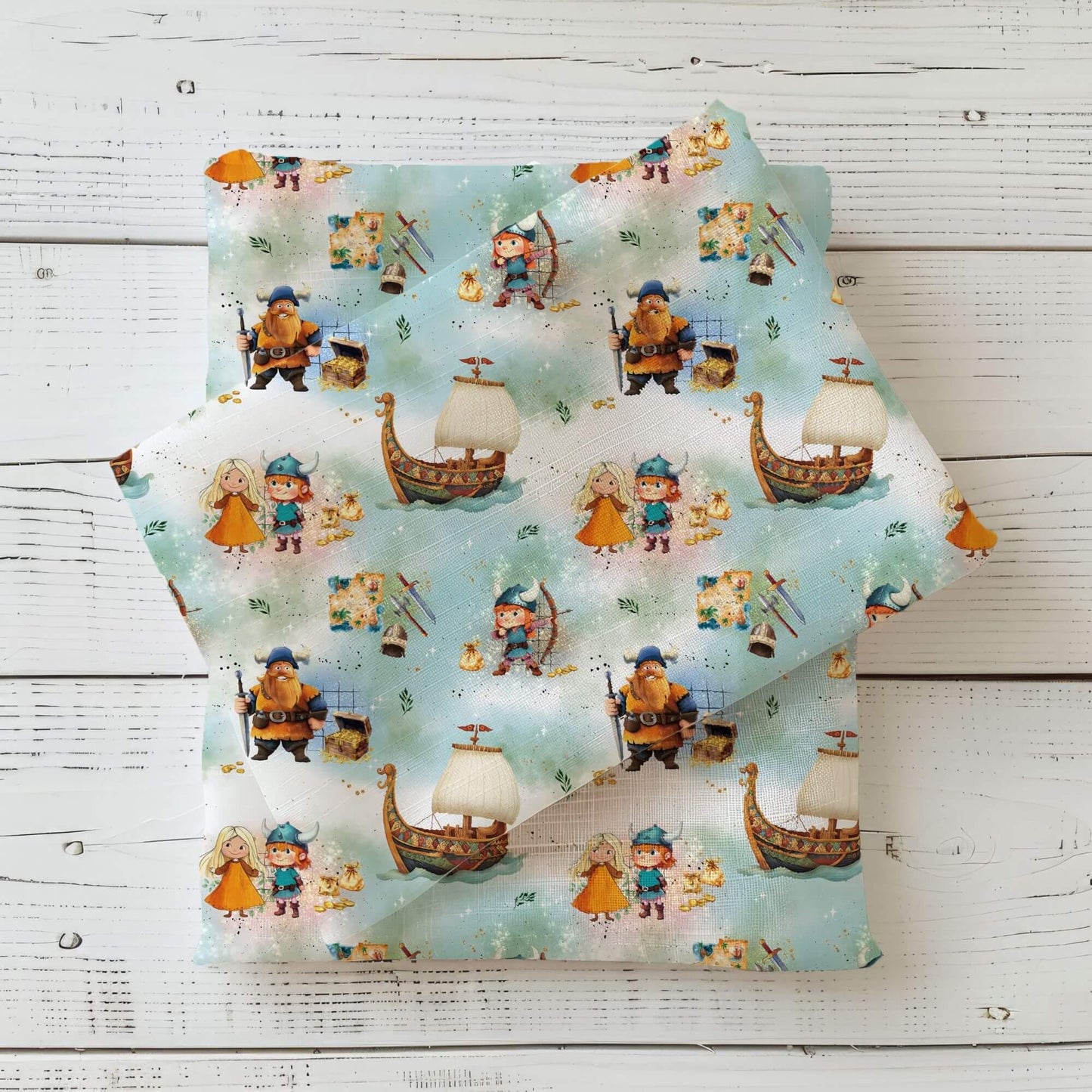 kleine Vikinger | Vikinger Stoff Meterware | Kinderstoff