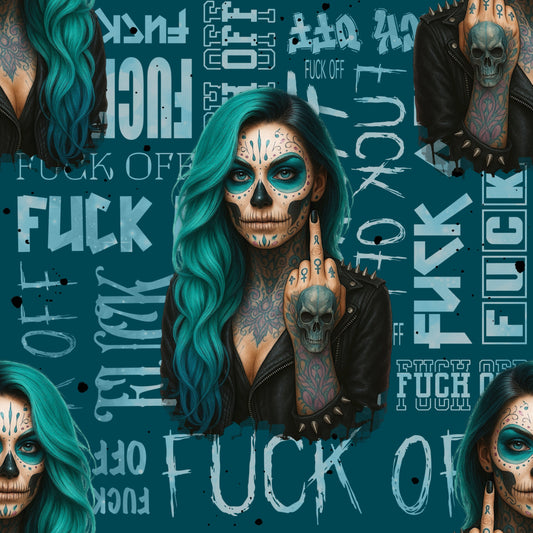 Jersey Stoff 0,5m Meterware „Viva La Rebel" - Petrol