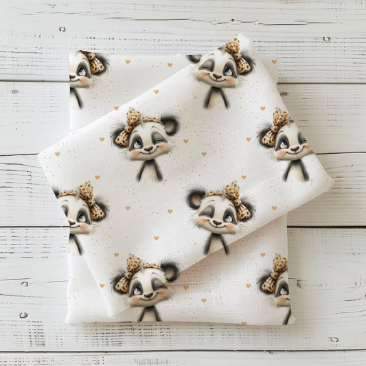 Panda Mädel | Panda Badestoff UV50+ Meterware | Kinderstoff für Bademode