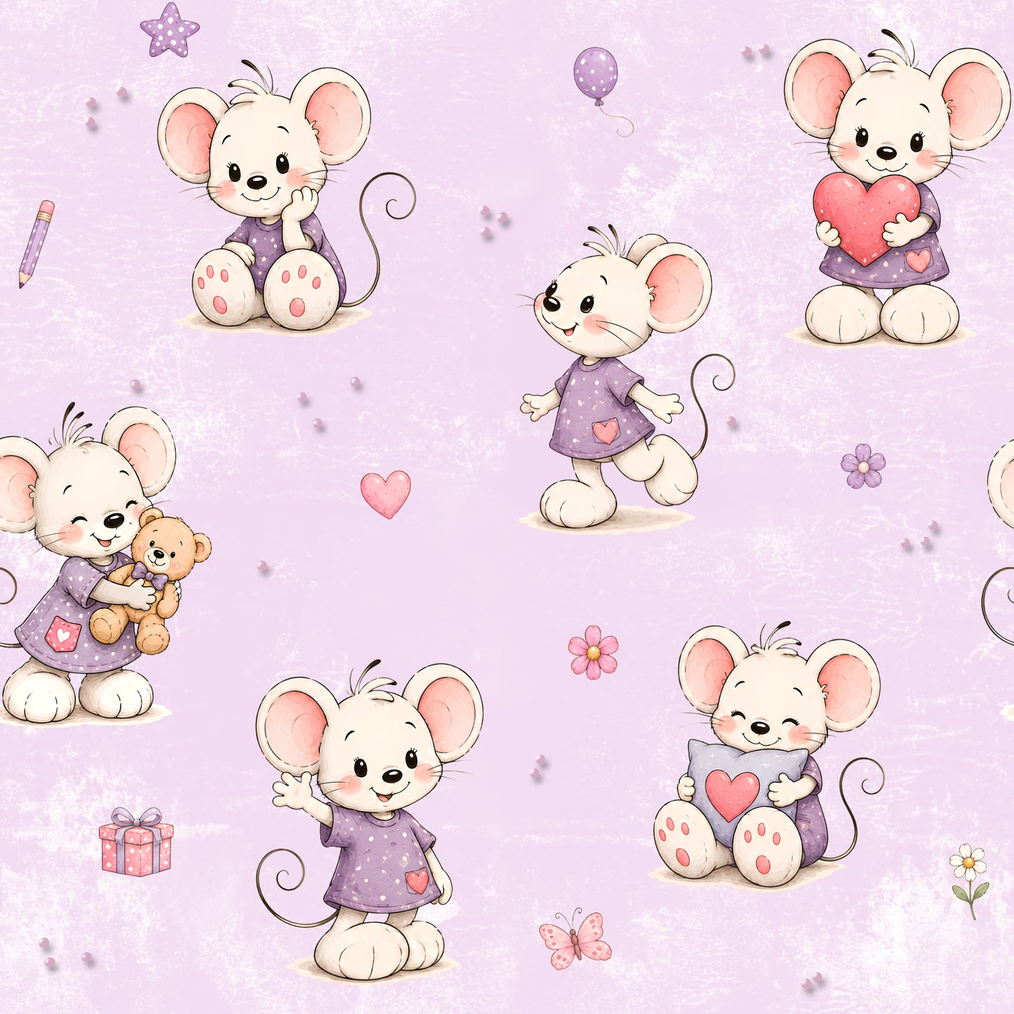 Mibbi Maus | Mäuse Stoff Meterware | Kinderstoff