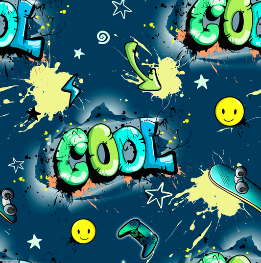 Smiley Graffiti Kidz | Graffiti Stoff Meterware | Kinderstoff