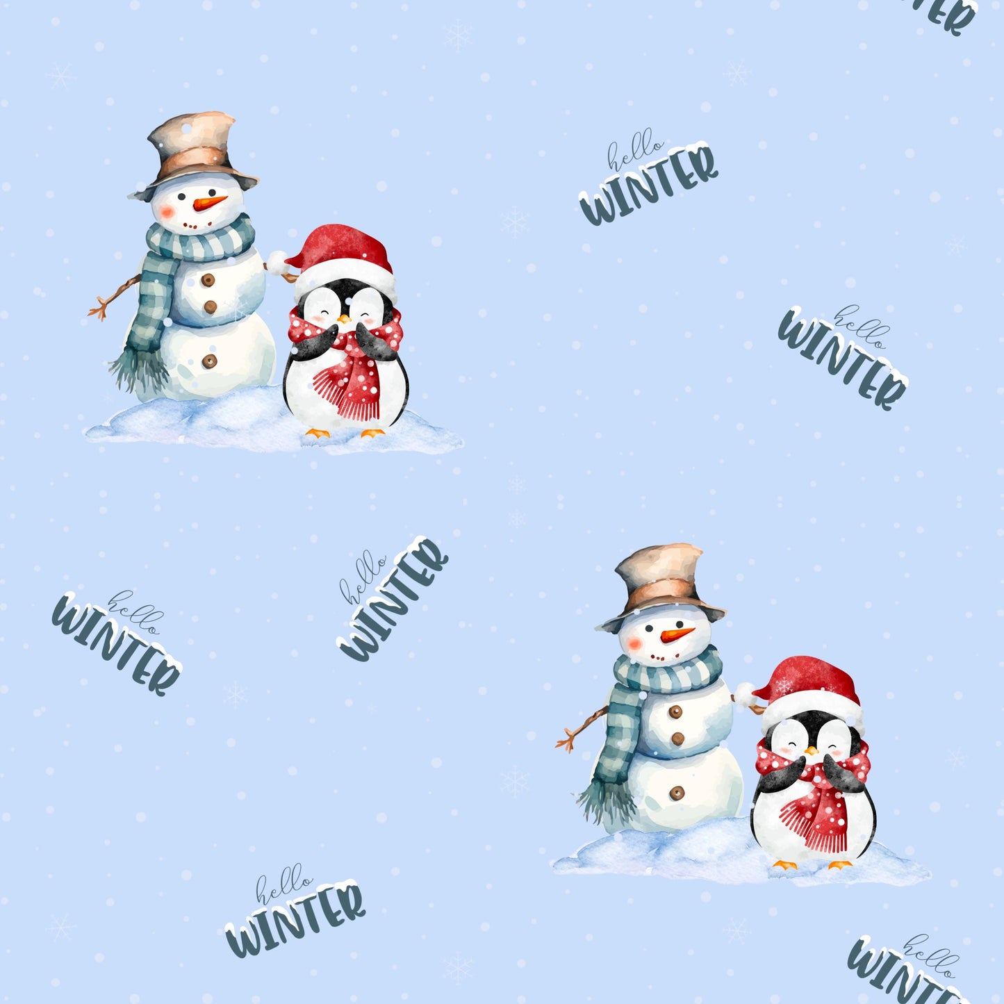 Hello Winter Kinderstoff Meterware Detailaufnahme – Weihnacht Jersey Kinder