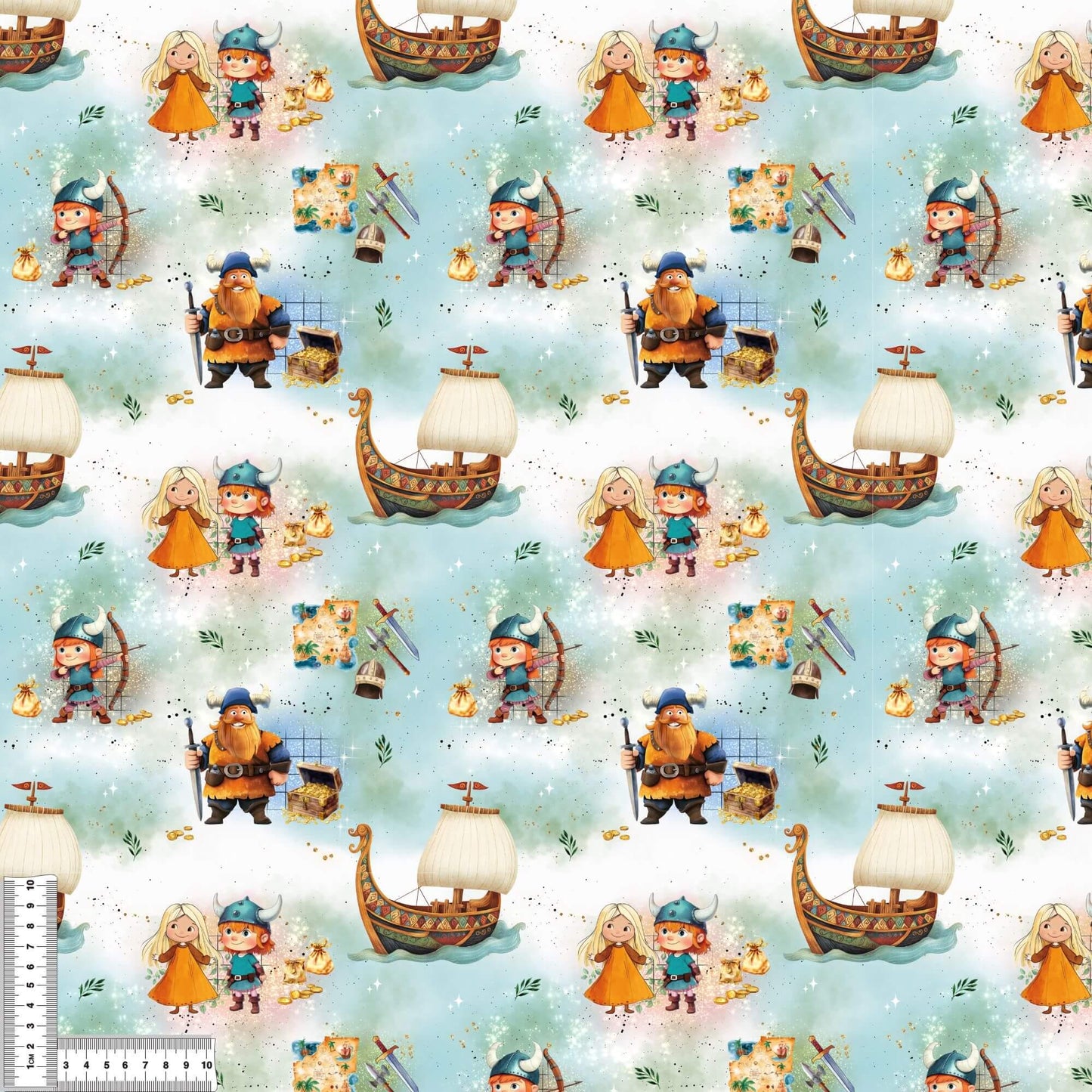 kleine Vikinger | Vikinger Stoff Meterware | Kinderstoff