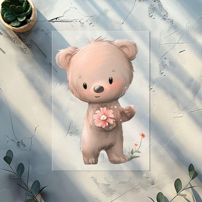 Kleiner Bär Bügelbild 10cm – Waldtier Aufbügelmotiv Baby Textilien