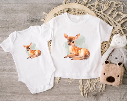 Reh DTF Transfer 15cm – Waldtier Bügelbild Applikation Kindershirt