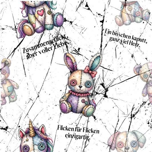 Flickenliebe in weiß Stoff Meterware | Patchwork Kinderstoff
