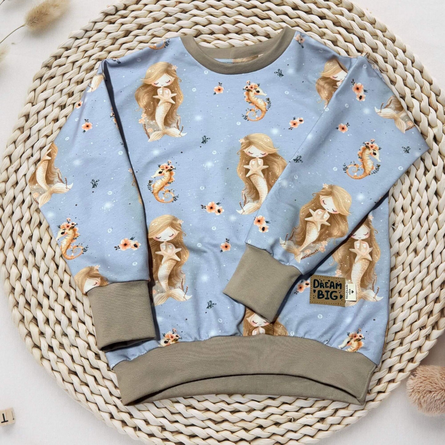 Kinder Sweatshirt Meerjungfrau handgemacht French Terry – Handmade by Kati