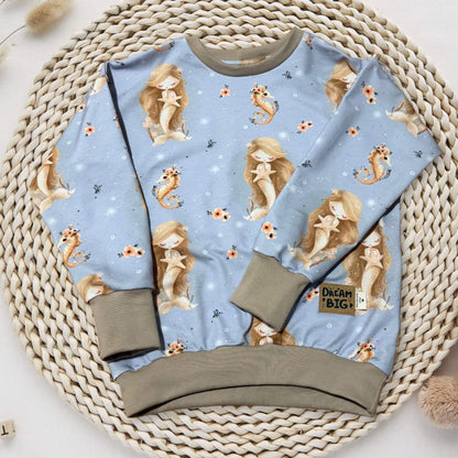 Kinder Sweatshirt Meerjungfrau handgemacht French Terry – Handmade by Kati