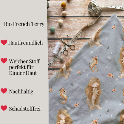 Sweatshirt Meerjungfrau Kinder Detailaufnahme – French Terry handgemacht Mädchen
