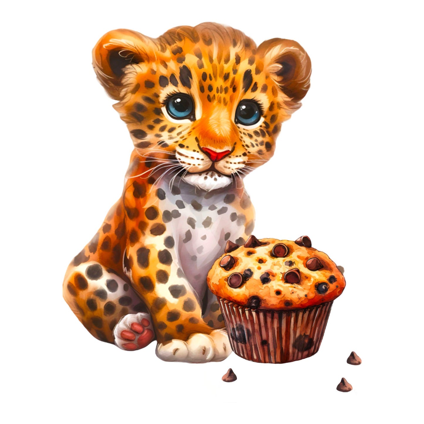 Leo Muffin Bügelbild 15cm – DTF Transfer Leopard Applikation Kindershirt