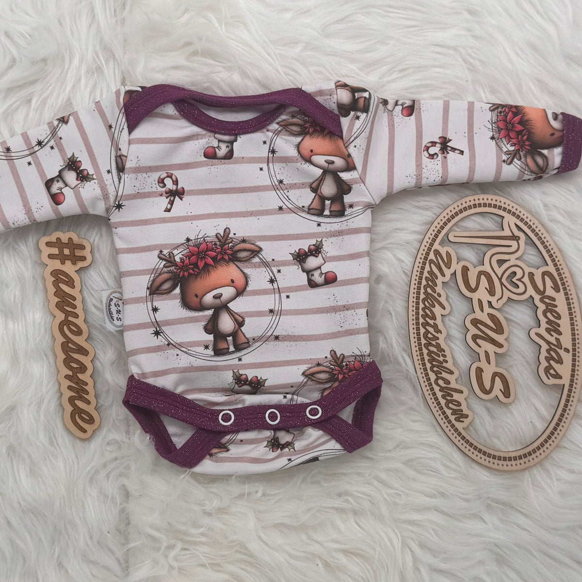 Winterrehchen Weihnachtsstoff Meterware | Kinderstoff