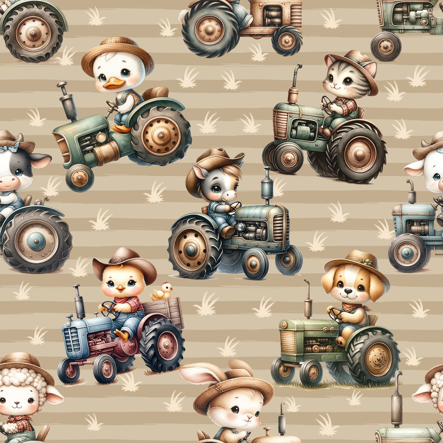 Bauernhof Traktor Kinderstoff Meterware – Jersey French Terry Handmade by Kati