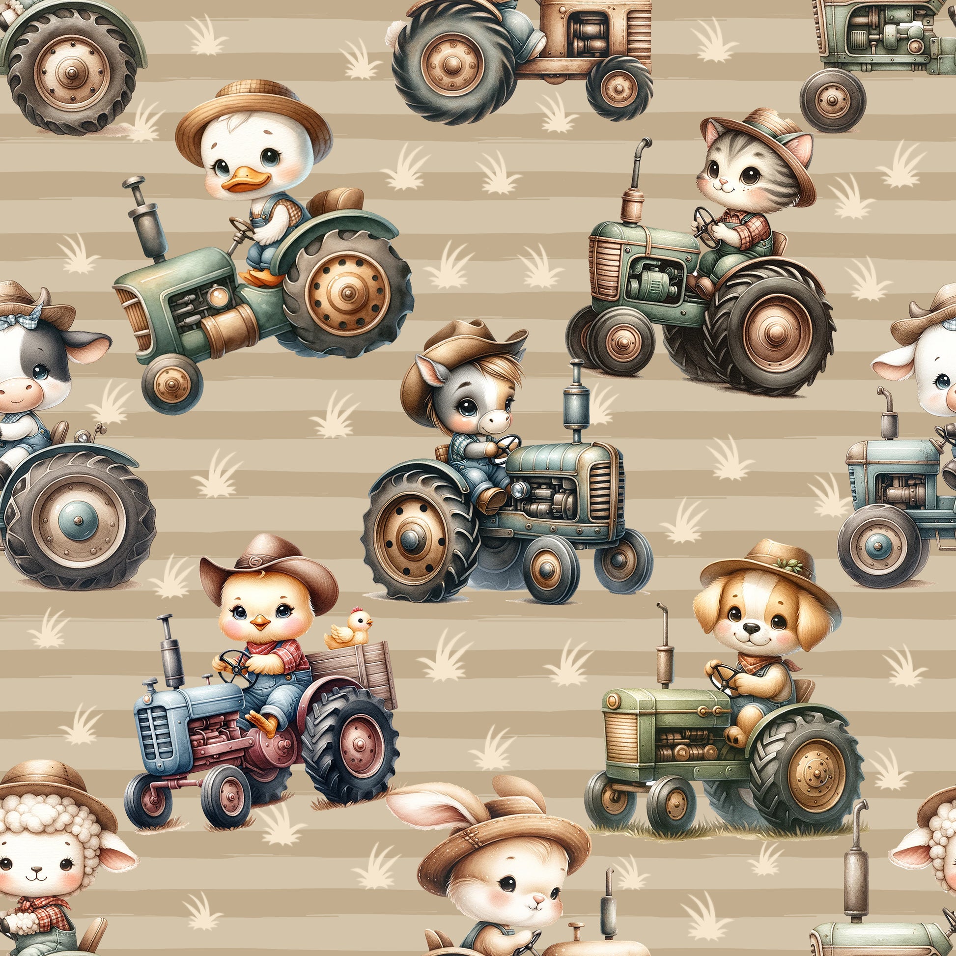 Bauernhof Traktor Kinderstoff Meterware – Jersey French Terry Handmade by Kati