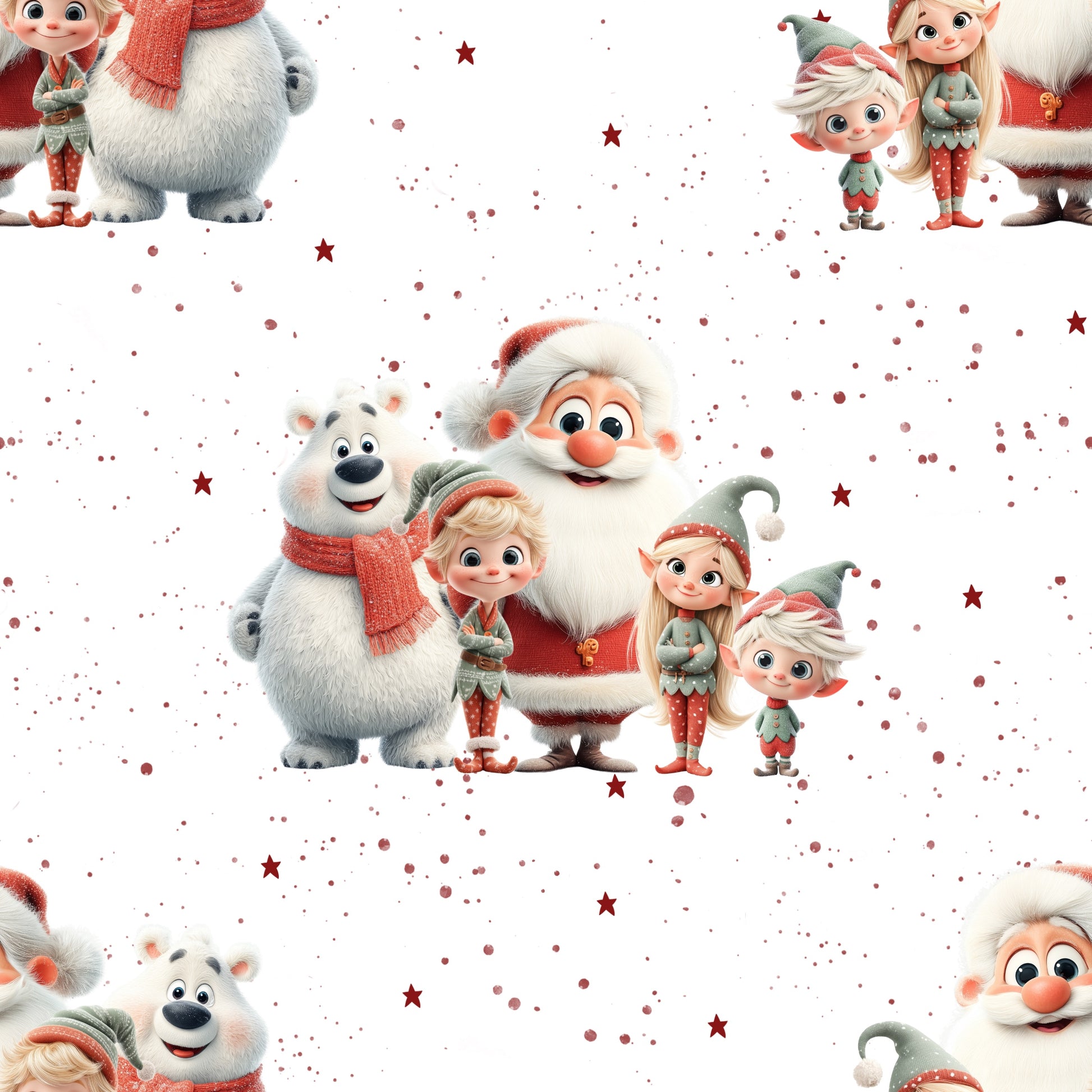 Weihnachtsfreunde Stoff Detailaufnahme – Kinderstoff Jersey Weihnachten