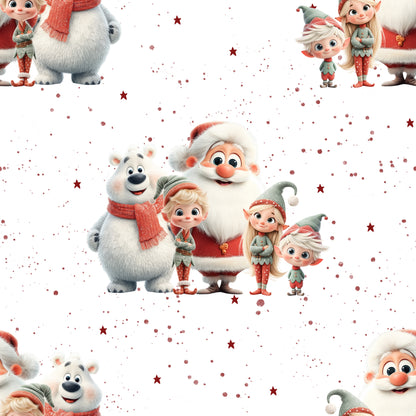 Weihnachtsfreunde Stoff Detailaufnahme – Kinderstoff Jersey Weihnachten
