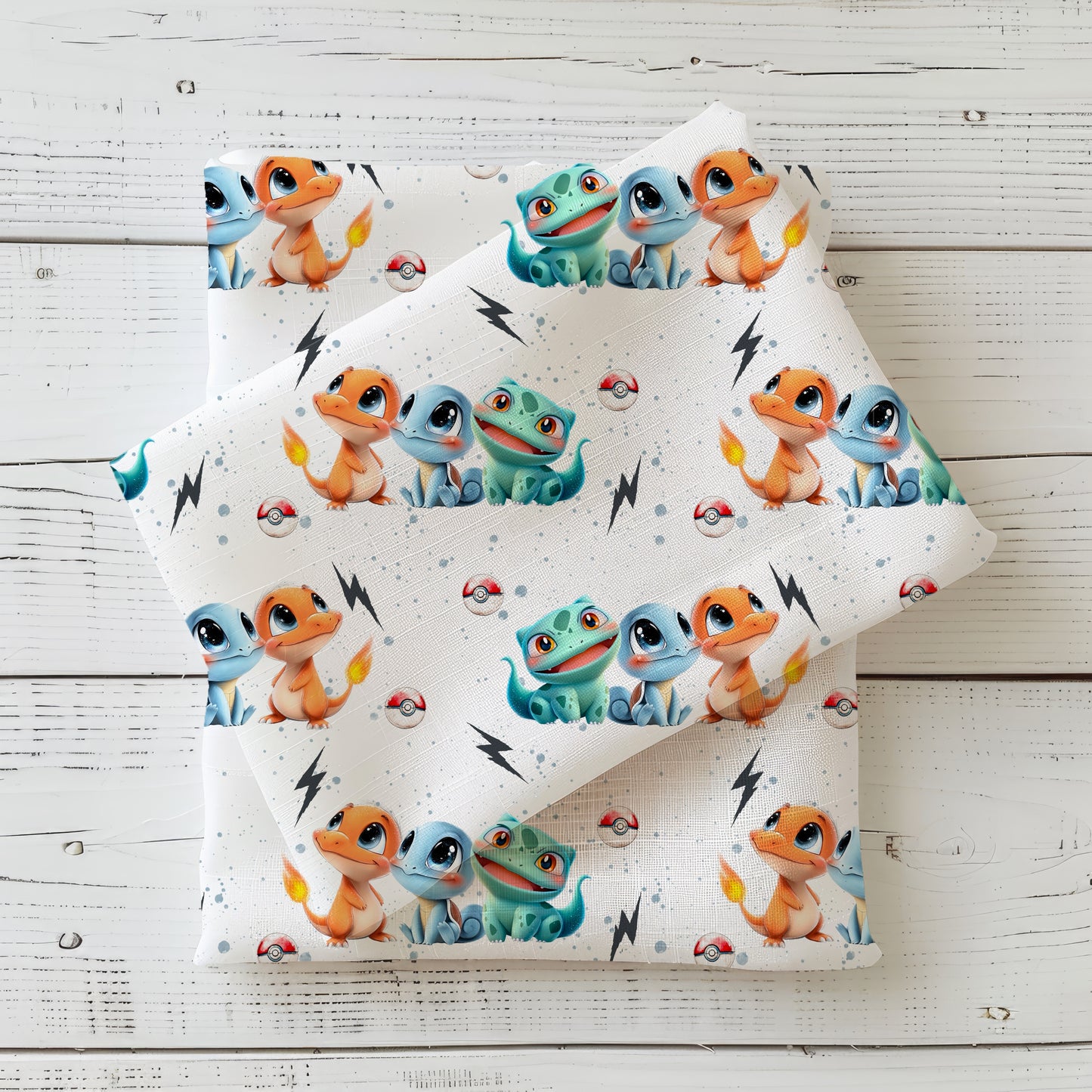 Elementare Freunde Stoff Detailaufnahme – Anime Kinderstoff Jersey Meterware