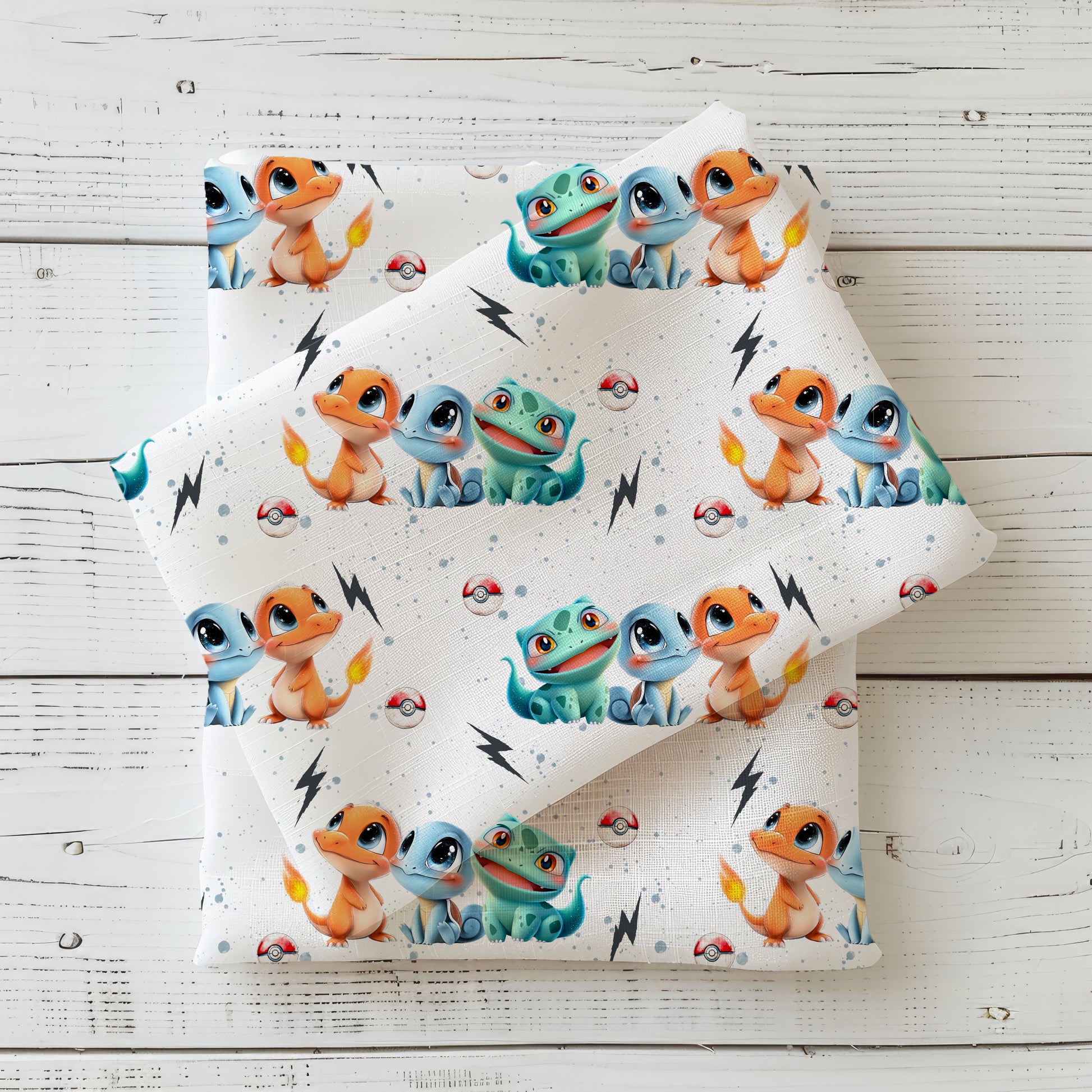 Elementare Freunde Stoff Detailaufnahme – Anime Kinderstoff Jersey Meterware