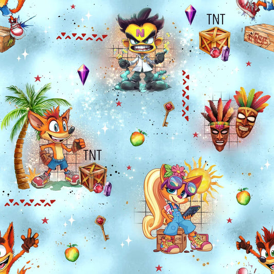 Crashiges Chaos | Gaming Stoff Meterware | French Terry Kinderstoff