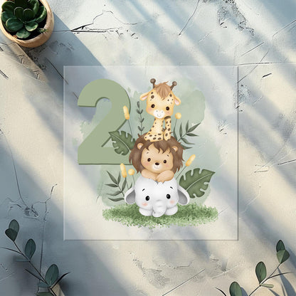 Safari 2. Geburtstag Bügelbild personalisierbar – mit Name Alter Kindershirt