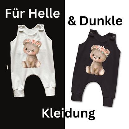 Bär Mädchen Bügelbild Glitzer 10cm – DTF Transfer Waldtier Mädchen