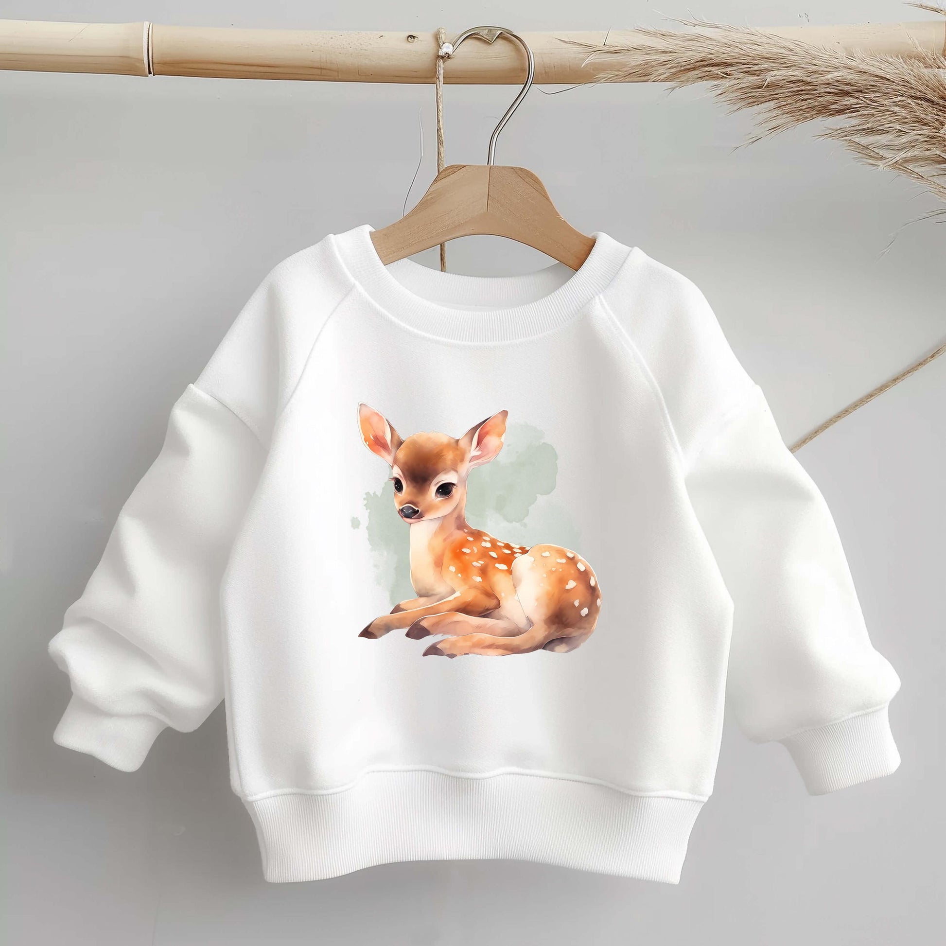 Reh Bügelbild 10cm – DTF Transfer Waldtier aufbügeln Kinderkleidung