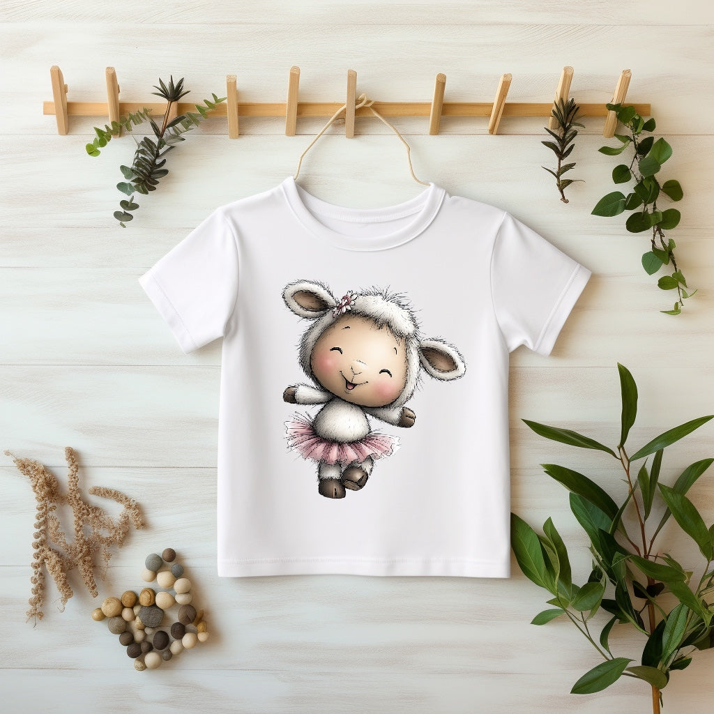 Ballerina Lamm Mädchen Bügelbild | DTF Transfer für Kleidung & Accessoires
