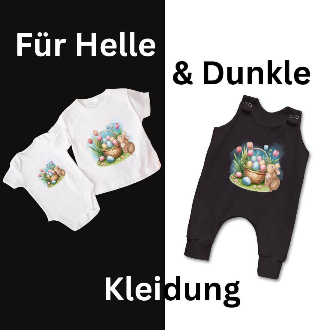 Hasen Korb DTF Transfer Anwendungsbeispiel – Bügelbild Kinderkleidung Ostern