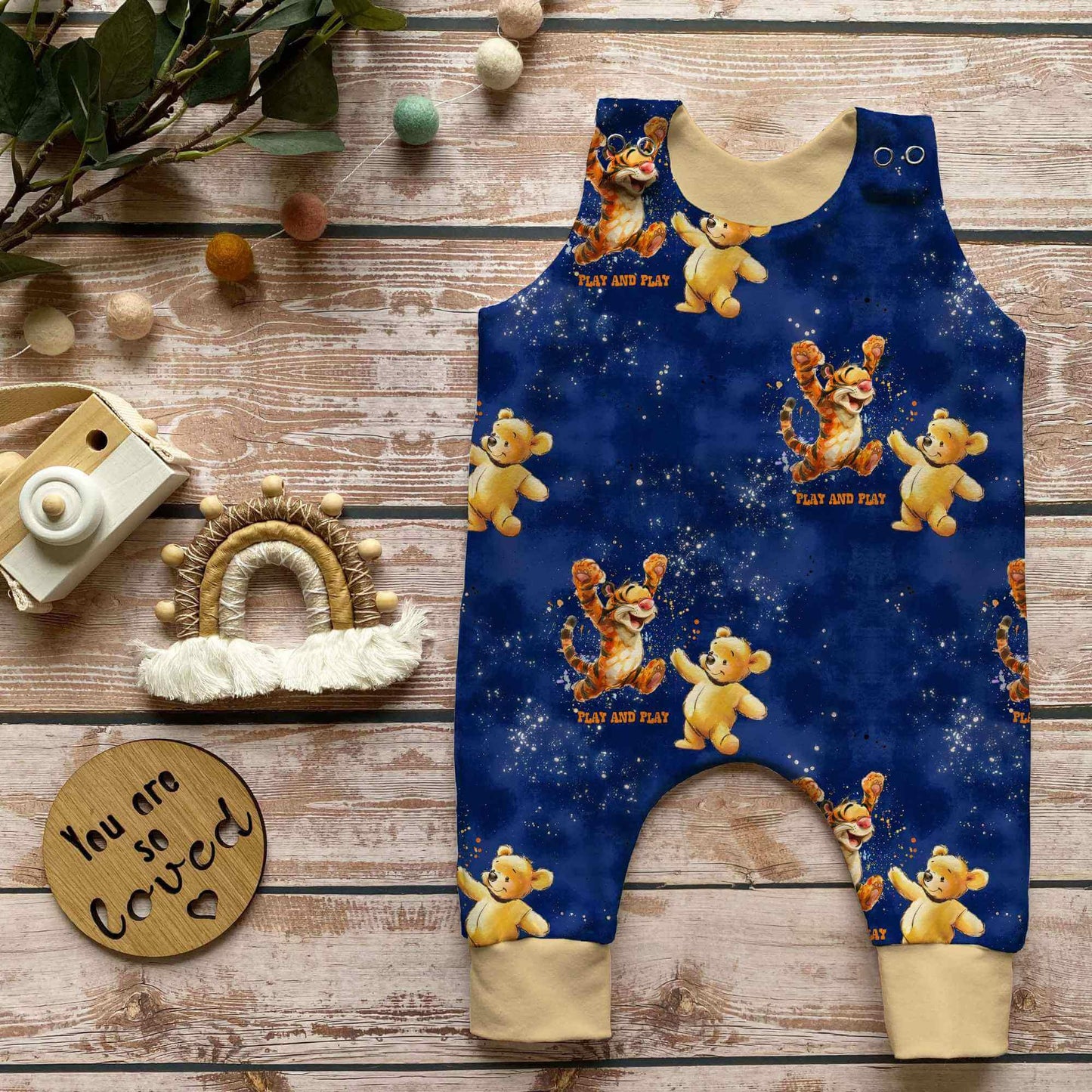 Bär Tigger Kinderstoff Rib Jersey – Freunde Stoff Meterware Tiermotiv