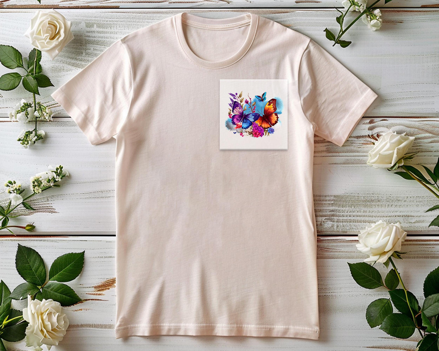 Schmetterlinge Bügelbild Glitzer 15cm – DTF Transfer Applikation Kinderkleidung