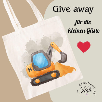 Personalisiertes Gastgeschenk kleine Jutebeutel - Bagger
