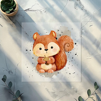 Eichhörnchen DTF Transfer 15cm – Waldtier Bügelbild Applikation Kindershirt