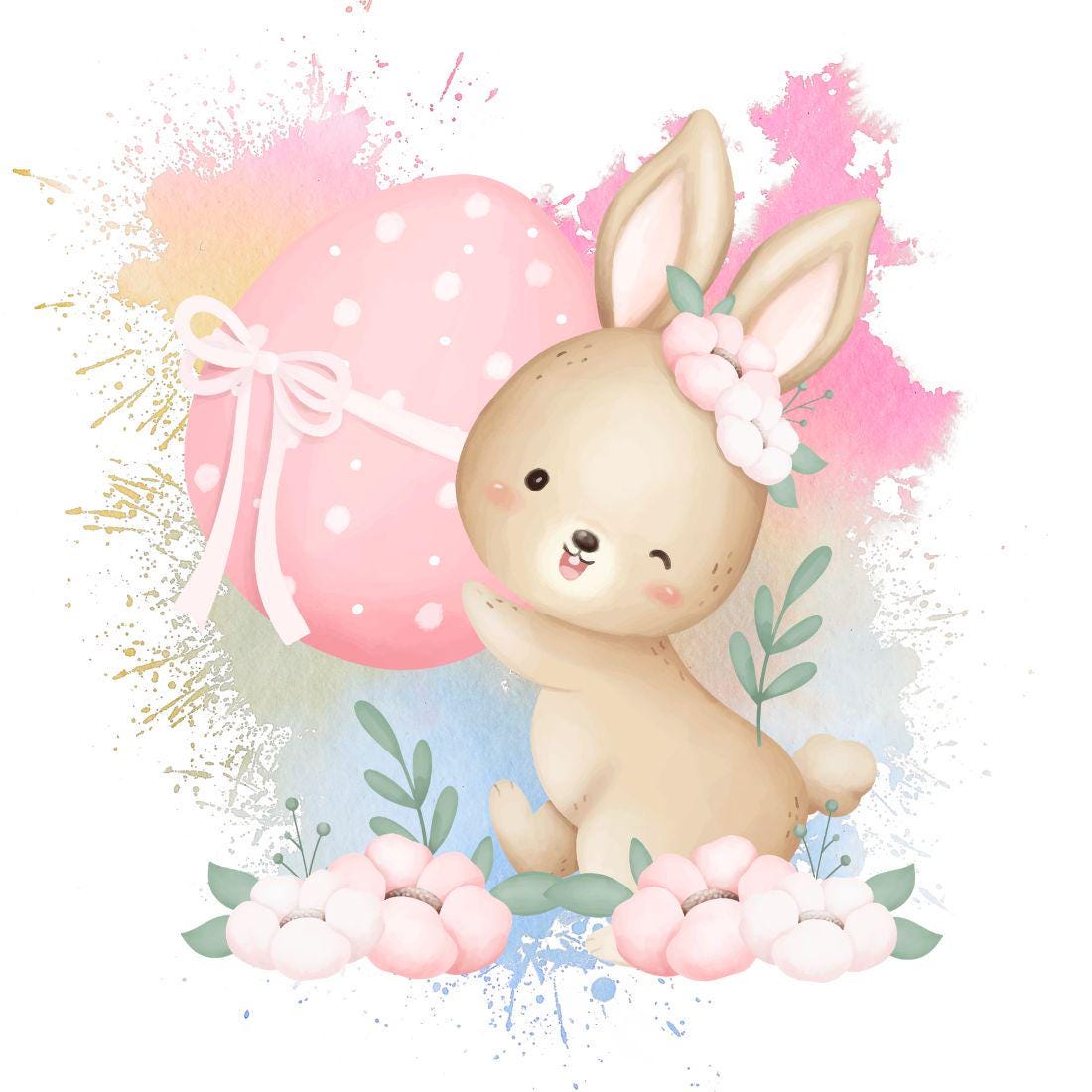 Osterhase Bügelbild rosa Osterei 15cm – Glitzer Applikation Kinderkleidung Ostern