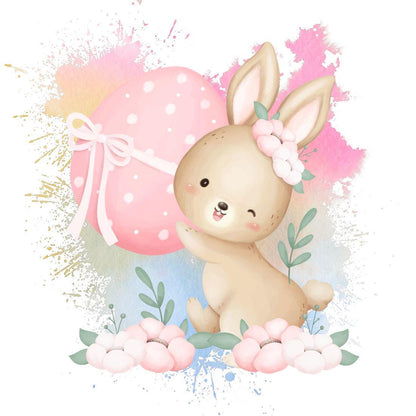 Osterhase Bügelbild rosa Osterei 15cm – Glitzer Applikation Kinderkleidung Ostern
